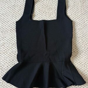 Massimo Dutti Black Peplum Blouse